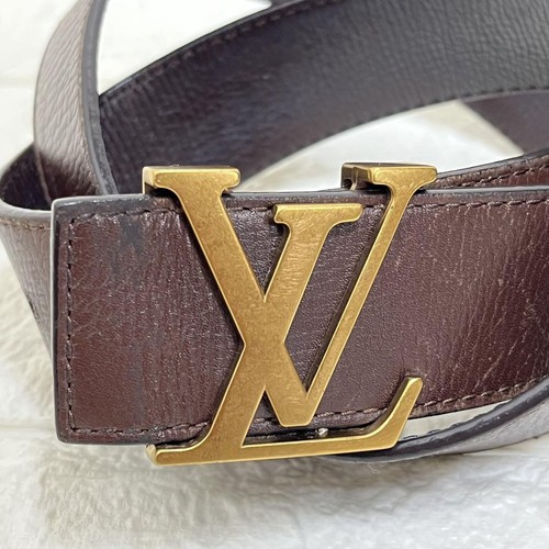 Authentic Louis Vuitton Browwn Size 85/34 Belt LV Initial Leather From Japan - Picture 4 of 24