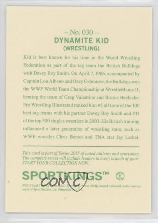 2015 Leaf Sportkings Silver Dynamite Kid #030 - Image 2 of 2