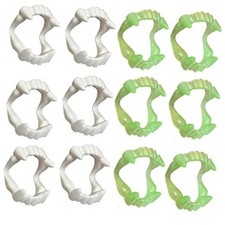 12 Pcs Vampire Fangs, Plastic White and Glow in The Dark Vampire Teeth for