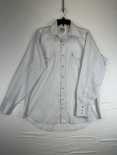 Ely Cattleman Shirt Mens 16 1/2 35 White Western Pearl Snap Long Sleeve Cowboy