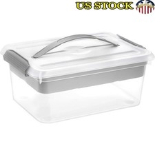 Sturdy Clear Plastic Storage Box W/ Removable Tray Organizing Supplies New