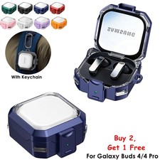 For Samsung Galaxy Buds 4 / 4 Pro Rugged Clear Case Safe Lock Cover w/ Kaychain