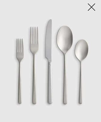 NEW! Quince- Sambonet Gia Minimalist 20 Piece Brushed Steel Flatware Set! (Z28)