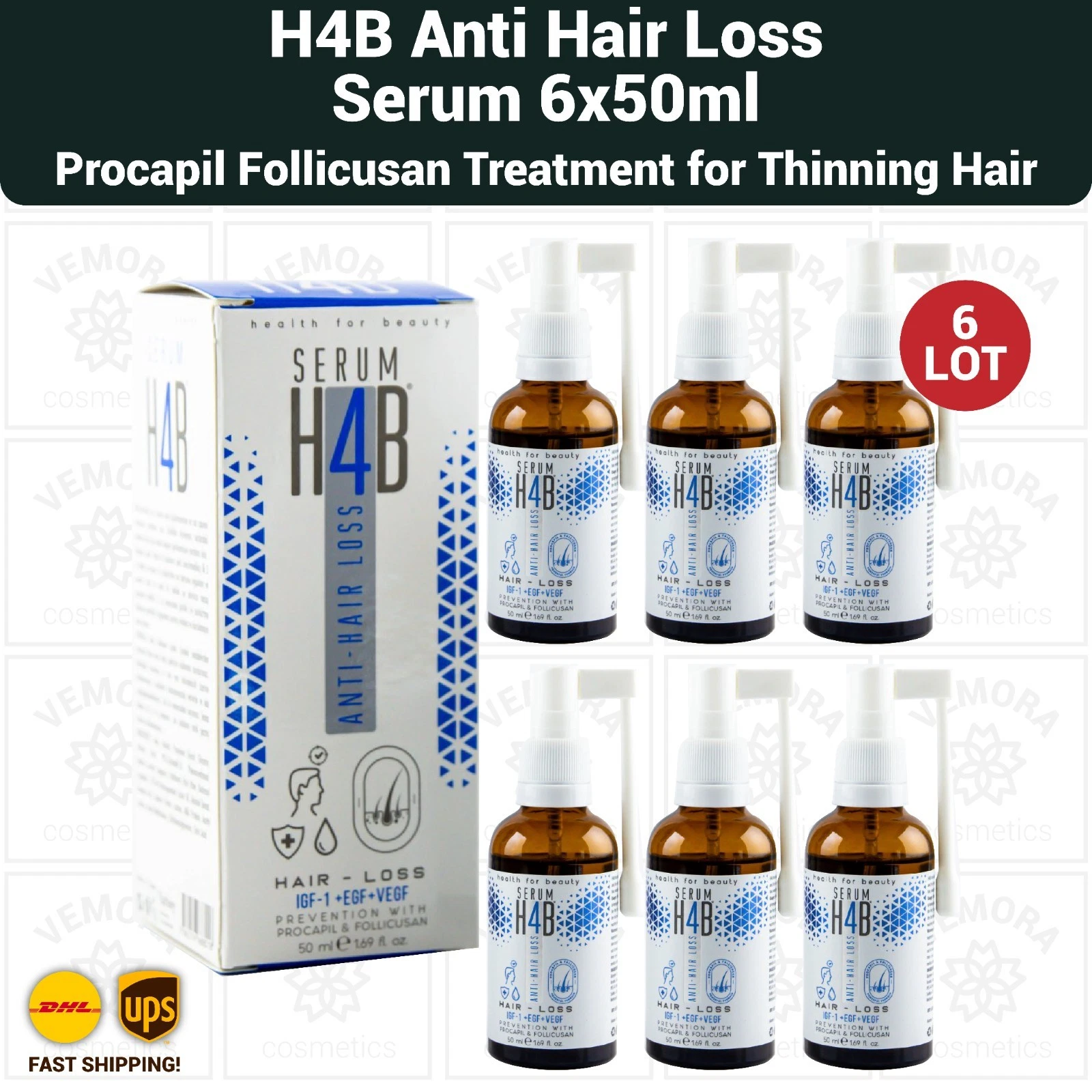 H4B Anti Hair Loss Serum Procapil Follicusan Treatment for Thinning Hair -6 LOT