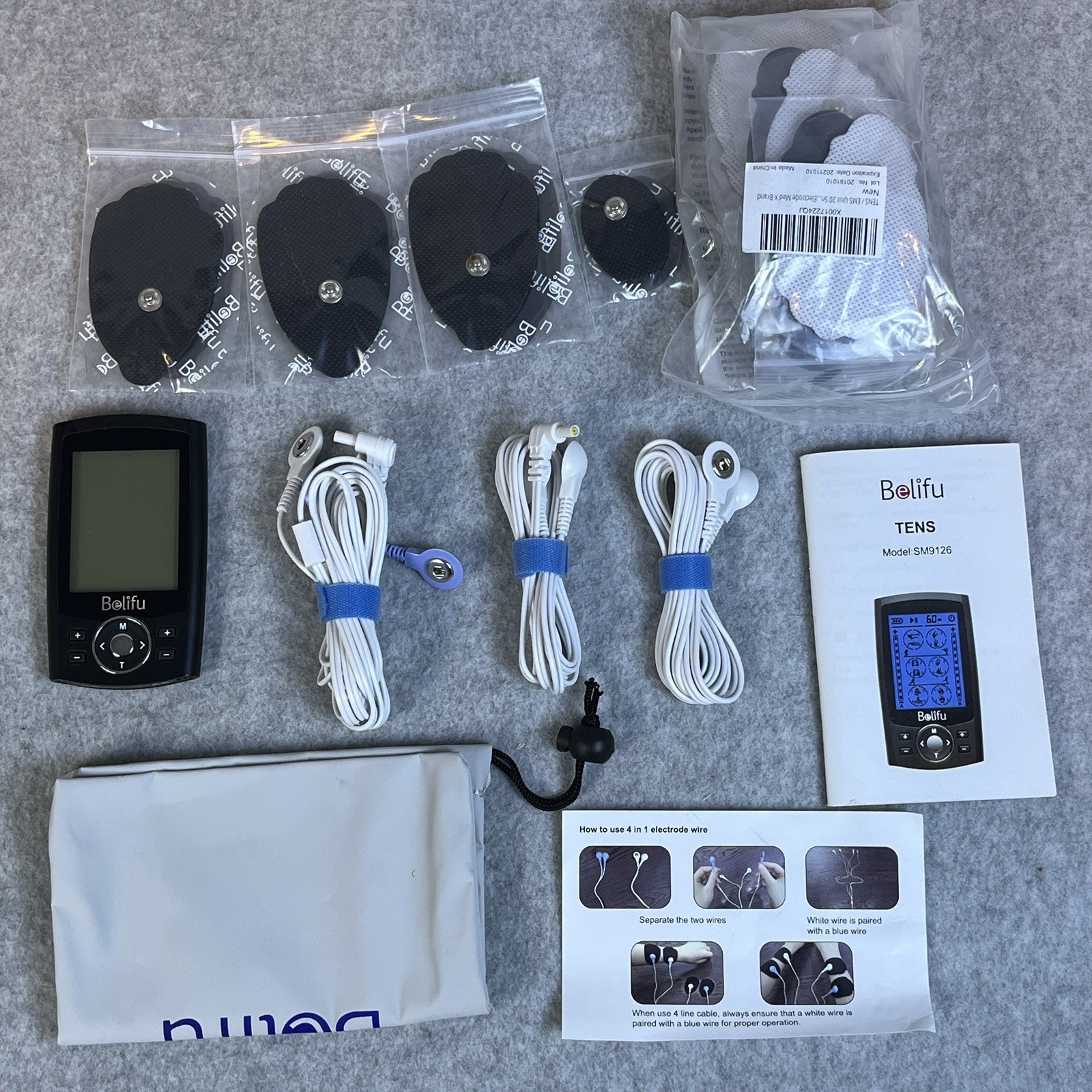 Belifu SM9126 Dual Channel TENS Massager EMS Unit 24 Modes Muscle Stimulator