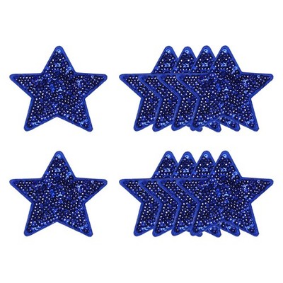 10 PCS Sequin Star Iron On Patches 2.6 x 2.4 Inch Deep Blue Embroidery Repair