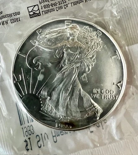 1993 American Silver Eagle 1 Oz Silver Dollar BU Coin Uncirculated Toning Spot