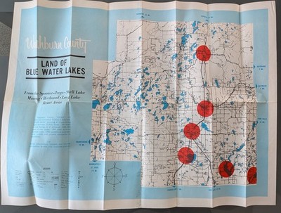 Washburn County Wisconsin Map Spooner Shell Lake Minong - Ships Free in US
