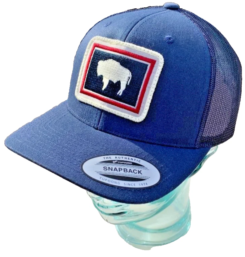 Gorra gorra gorra de béisbol camionero azul marino Buffalo Yupoong bandera del estado de Wyoming Foto 4 de 4
