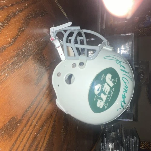 Joe Namath Signed New York Jets Football Helmet Original with Display Case