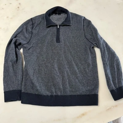 Vince Men's L 73% Wool 20% Cashmere Gray 1/4 Zip Collared Knit Pullover Sweater