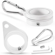 1" White Flag Pole Rings, 2 Pcs anti Wrap Aluminum Alloy Flag Pole Clips Swivels