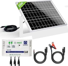 25 Watts 12V Off Grid Solar Panel Kit with Charge Controller No Bracket/box New