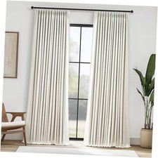 90 Inches Long Linen Curtains for Bedroom,Full 40"W x 90"L Pack of 2 Natural