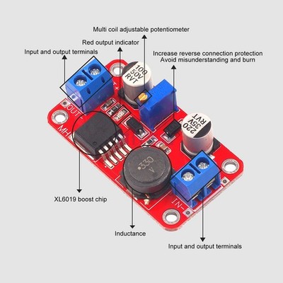 XL6019 High Power Adjustable Boost Converter 5A Max Load 3V-35V In 5V-40V Out