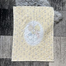 Vintage 80s/90s Precious Moments Yellow Baby Quilt Retro Nursery 44"x35"