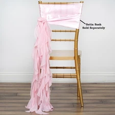 Blush CHIFFON Curly CHAIR SASH Wedding Party Decorations WHOLESALE SALE