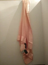 NWT Silk Scarf Shaw Sheer Pink with Solid Edge, Beading on Ends READ