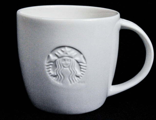 Starbucks Kaffee Kaffeebecher Mug weiß im Relief Venti 20 oz
