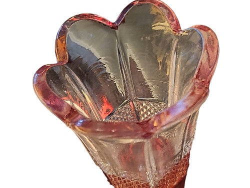 U.S. Glass Co. 6” EAPG Banded Portland Vase Blush Flashed Victorian Style - Picture 3 of 7