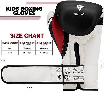 RDX Kids Boxing Gloves - 4oz Or 6oz Junior Sparring Gloves For Boxing, MMA, & Training (White)