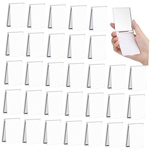 32 Pcs 2 x 3 x 0.2' inch Pocket Mirror Portable Stand up Mirror for White