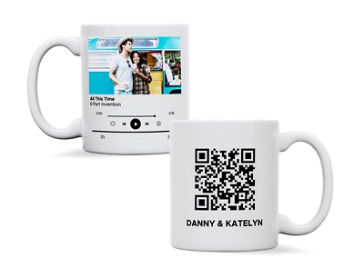 Personalisierte Lied Tasse QR, Jubiläum, Verlobung, Geburtstag, jeder Künstler jedes Lied