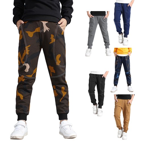Kids Boys Trousers Fashion Sweatpants Drawstring Pants Cycling Sportswea Dance - Picture 4 of 56