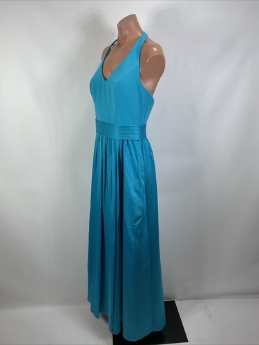 White by Vera Wang Blue Halter Formal Dress 6 A-Line Gown Pockets VW360214 - Picture 9 of 11
