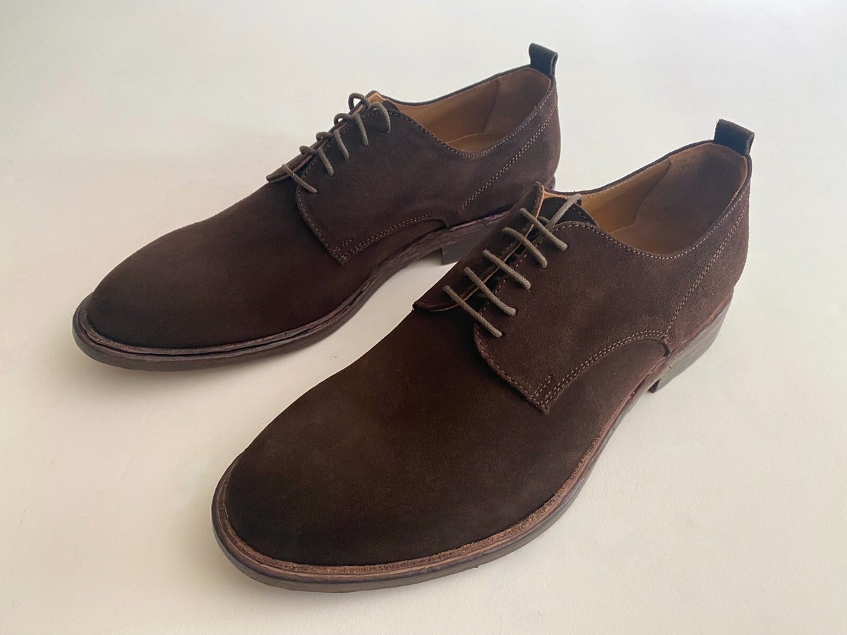 BARNEYS NY MENS DARK BROWN CAMOSCIO SUEDE LEATHER OXFORD  display picture 2