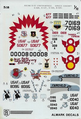 AKS18 Almark Decals 1:72 Boeing B-52D /F/G/H Stratofortress Service aircraft