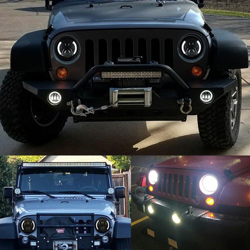 Pair 7'' Round LED Headlights DRL Turn Light For Land Rover Defender 90 & 110 - Bild 9 von 10