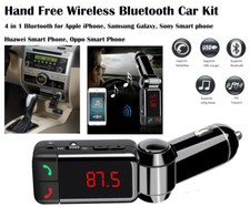 Hands Free 4 in 1 Bluetooth Car Kit FM Transmitter Car Charger USB Music Player