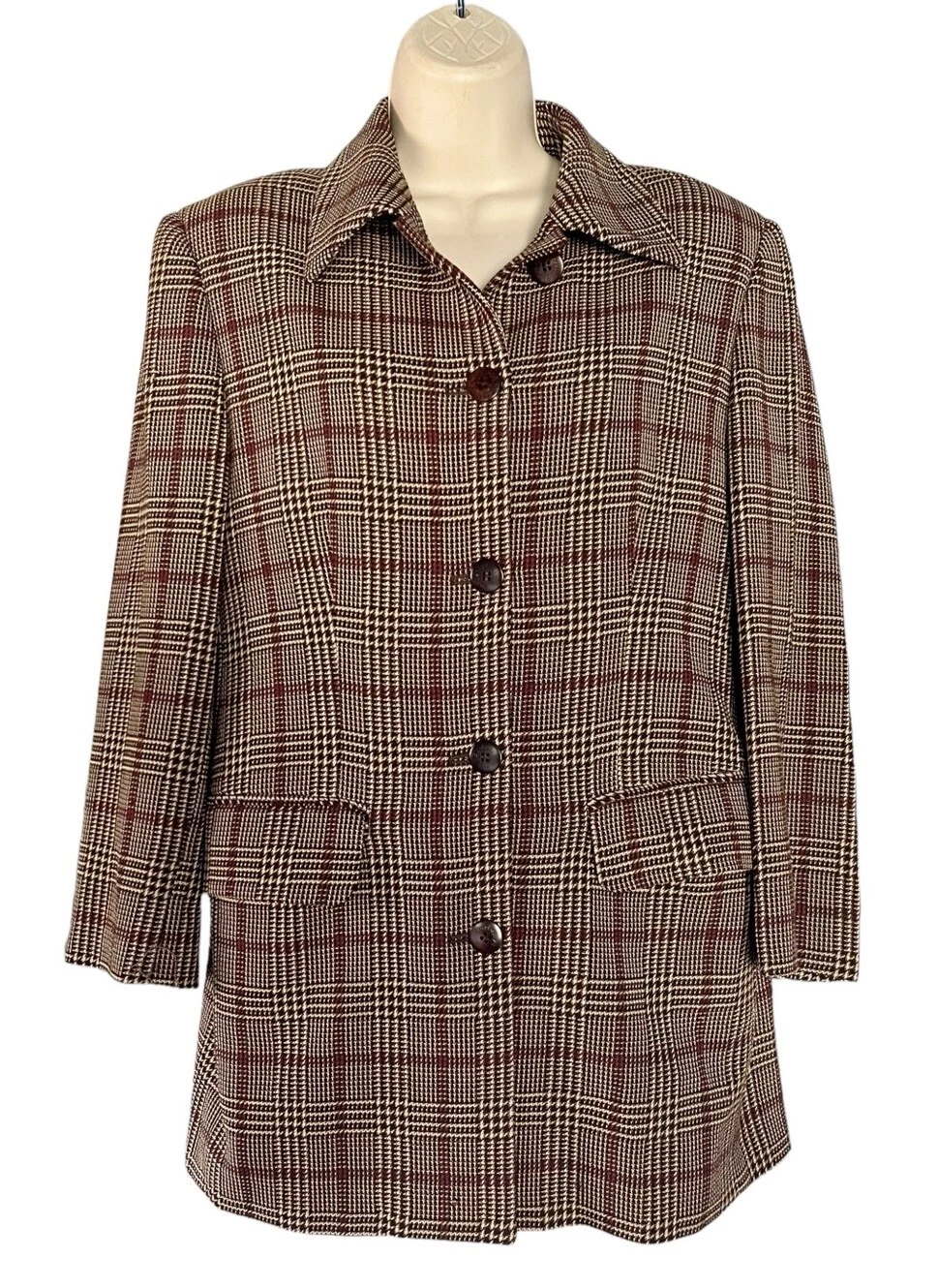 Giacca Blazer Vintage Burberry da Donna TAGLIA M Marrone Spina di Arina Tweed