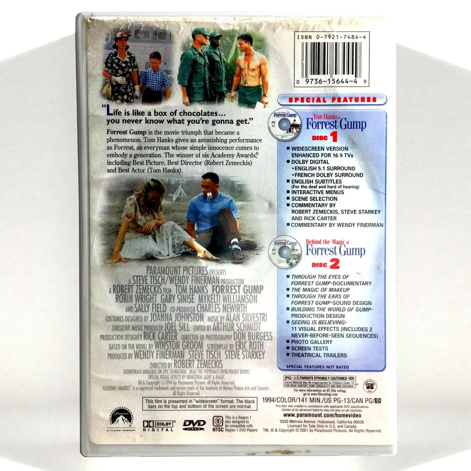 Forrest Gump (2-Disc DVD, 1994, Widescreen, Collectors Ed) Like New ! Tom Hanks Foto 2 de 4