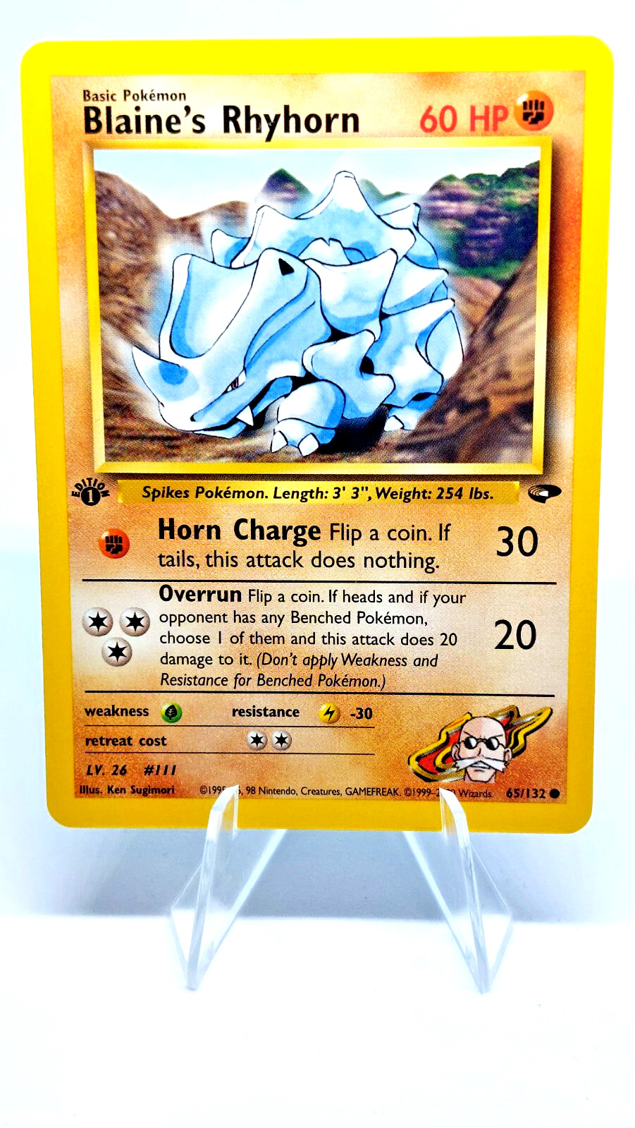Pokemon Card - 1st Edition Blaine's Rhyhorn (65/132) Gym Challenge ***NM-MINT***