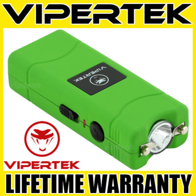 VIPERTEK Stun Gun Micro Mini GREEN VTS-881 Rechargeable LED Flashlight
