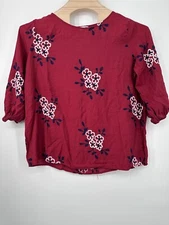 Kindred Red / black  Eyelet Embroidered Blouse, 3X red embroidered 3/4 sleeves