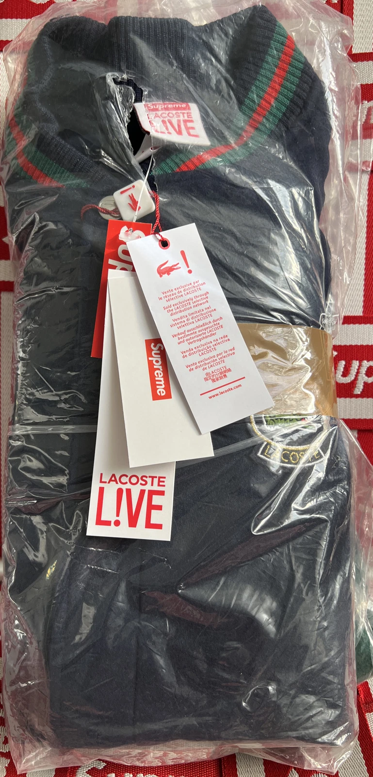 Veste universitaire en laine Supreme x Lacoste taille S marine neuve avec étiquettes ! Très rare ! SS18 ! 100 % ? ?