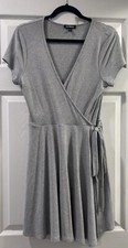 express womens wrap dress ,gray, Soft,short sleeve, Size Medium