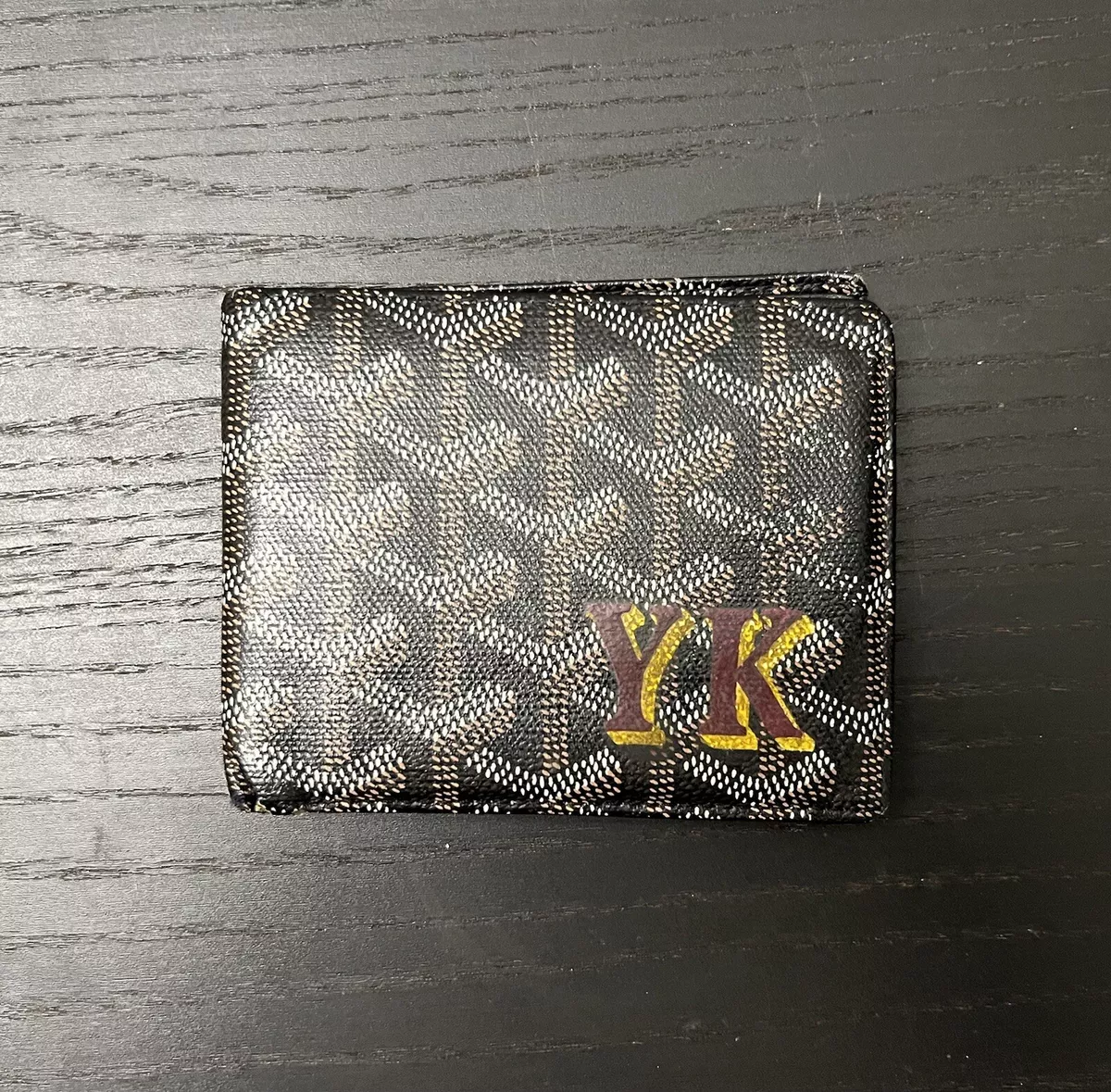 Goyard Victoire Men’s Black Wallet YK Initials Custom