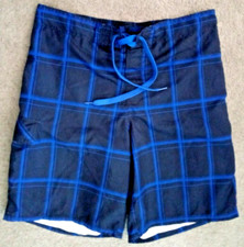 OP Mens Large Size 36 38 Swimsuit Swim Trunks Board Shorts Lined Black Blue