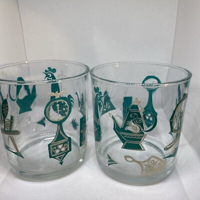 Vintage 2 Hazel Atlas Glass Sour Cream Jar Kitchen Turquoise Blue Low Ball