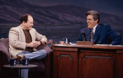 Jason Alexander during an interview with host Jay Leno on June - 1992 TV Photo