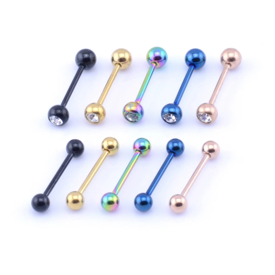 Tongue Bar Barbell Straight Bar - Anodized Stainless Steel 5 Colours - Image 1 of 1