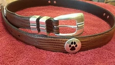 Men's Brown Genuine Leather Belt with University of New Mexico Lobos 32 NL+