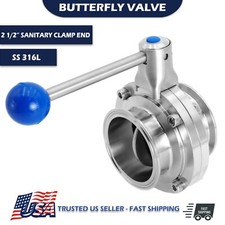 2-1/2" inch Tri Clamp Sanitary Butterfly Valve Stainless Steel 316L Pull Handle