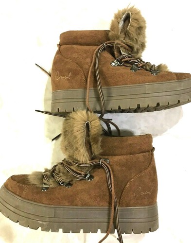 Botas al tobillo Coolway Oslo Marrón Bronceado Piel Imitada EE. UU. MUJER TALLA 7 con cordones - Imagen 2 de 9