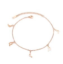 Rose Gold Stainless Steel musical clef Note Symbol Anklet Foot Ankle Chain PE10