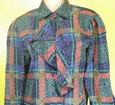 Vintage Louis Feraud 100 polyester Geometric-Print high-neck Blouse Top size 6
